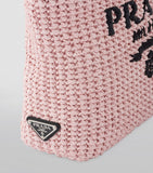 Prada small crochet tote bag with raffia-effect yarn, imported from the UK