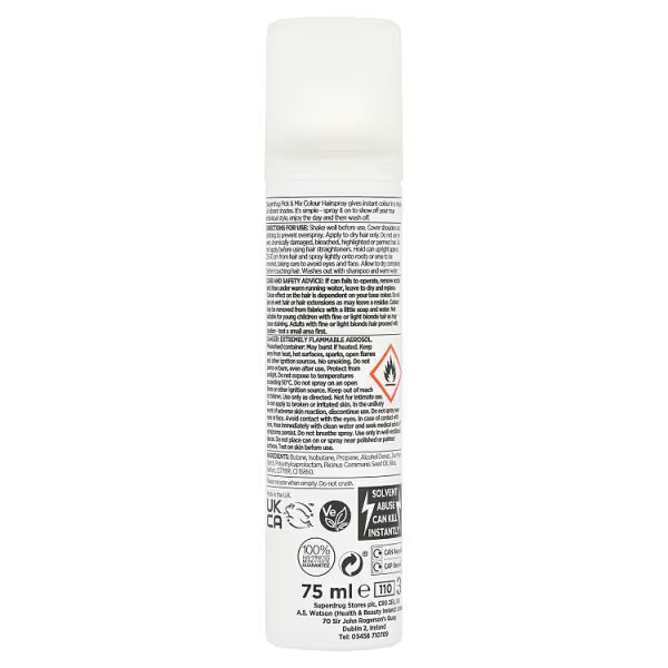 Superdrug Pink pick & mix colour hairspray 75ml (British brand)