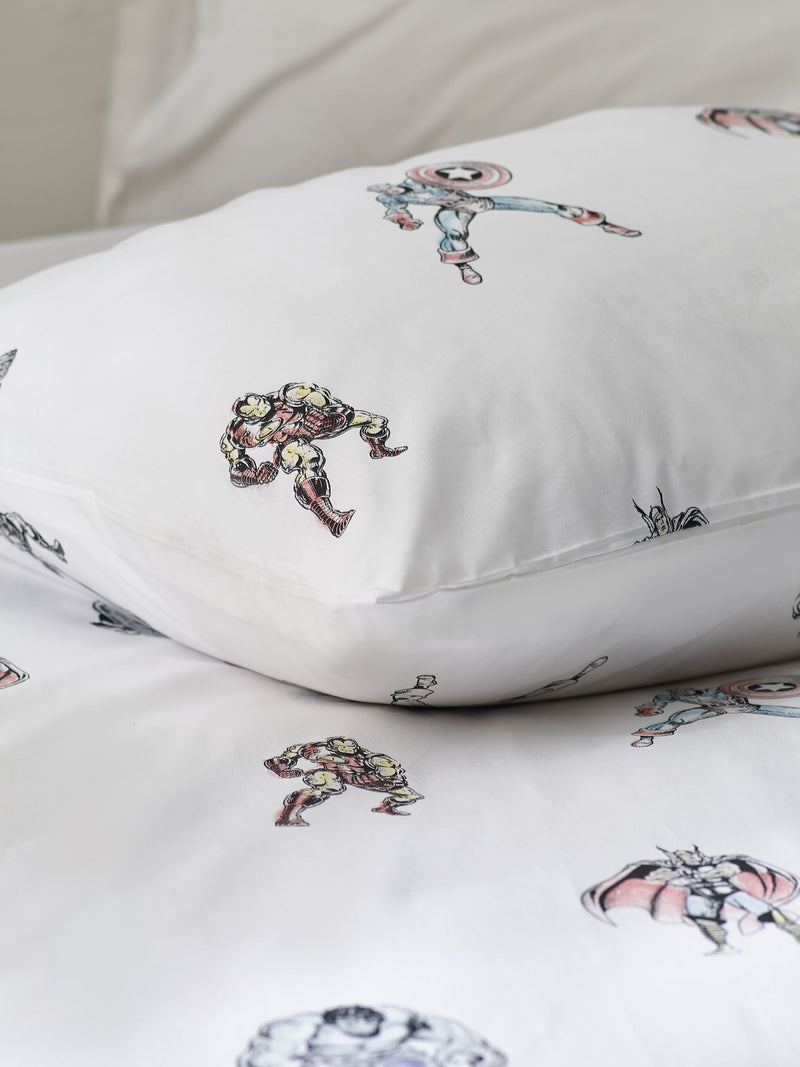 NEXT White Disney Marvel Avengers 100% cotton duvet cover and pillowcase set (British brand)
