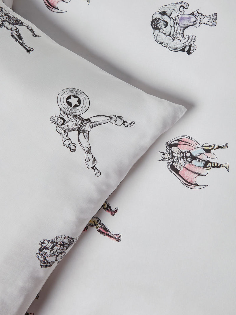 NEXT White Disney Marvel Avengers 100% cotton duvet cover and pillowcase set (British brand)