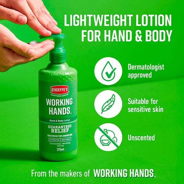 O'keeffe's hand and body lotion, imported from the UK