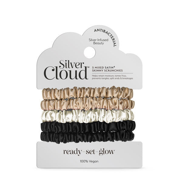 Silver Cloud Skinny Scrunchie Mixed Colours 5 Pack (British brand)