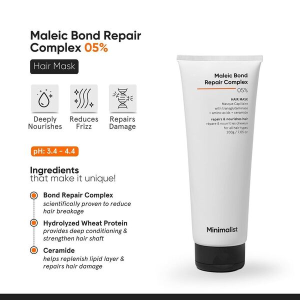 Minimalist hair mask 05% 200g, imported from the UK