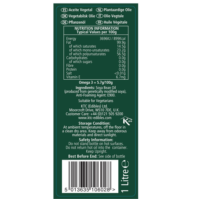 KTC vegetable oil 6 x 1L, UK version