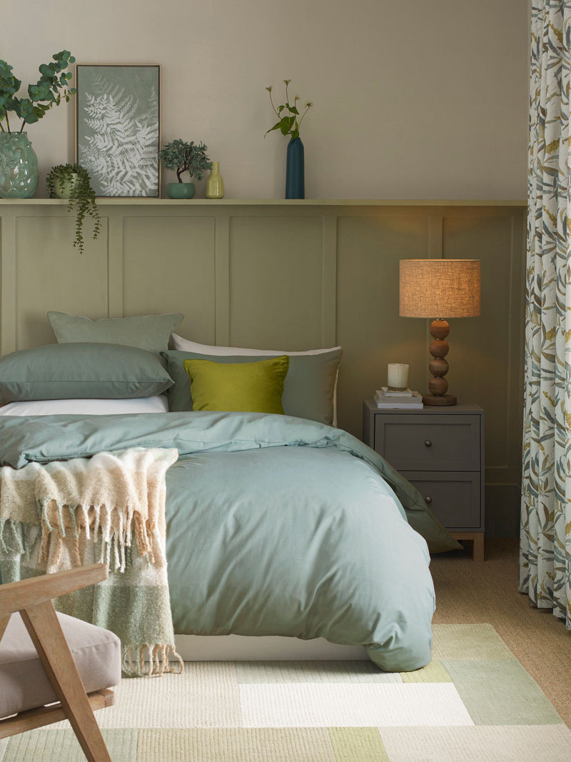 Green Sage Plain Duvet Cover Set, UK version