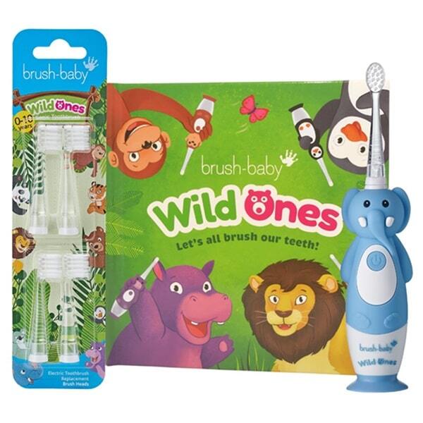 Brush Baby WildOnes Elephant Kids Electric Toothbrush Gift Set - British product