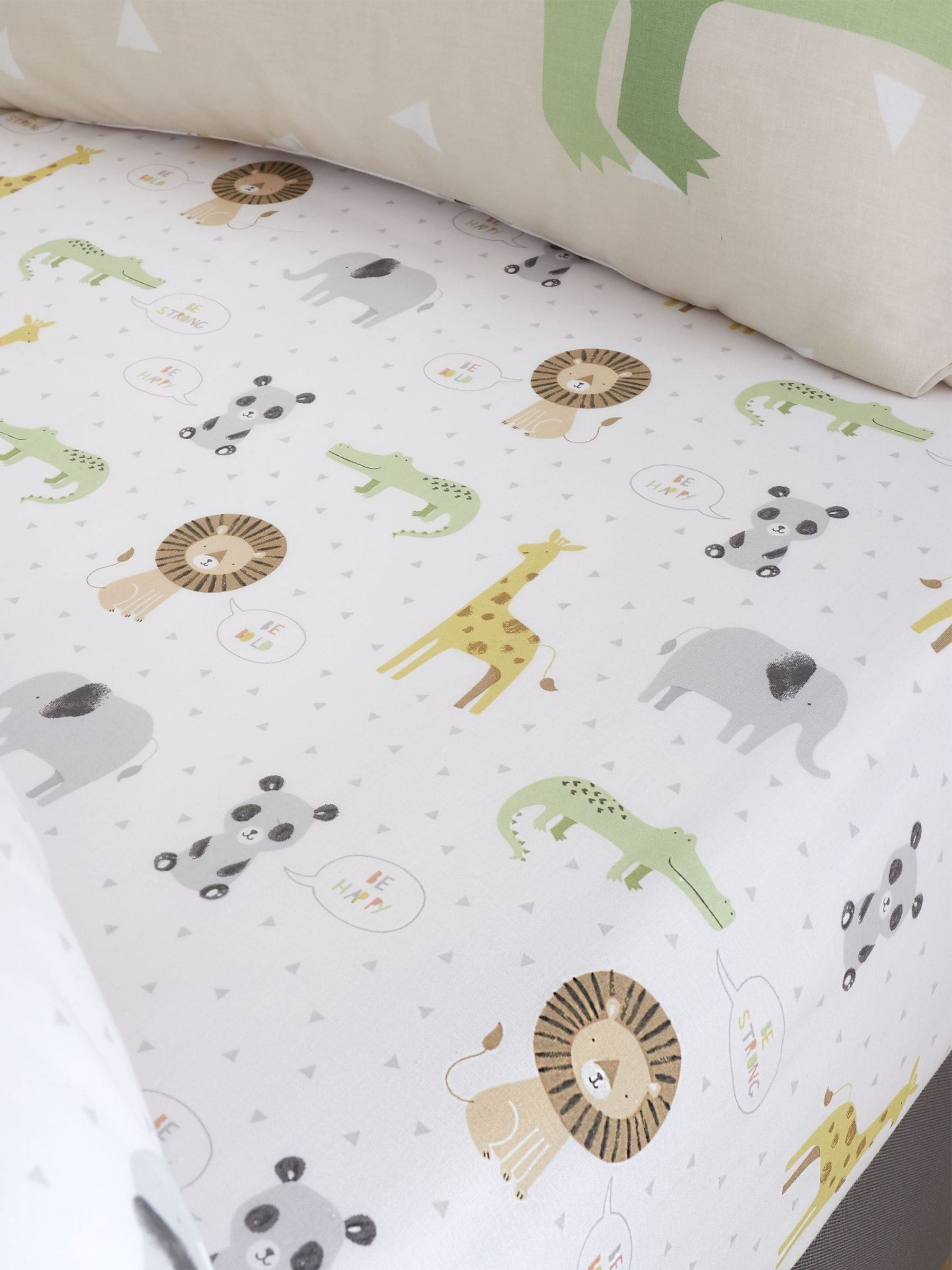 Catherine Lansfield Natural Roarsome single fitted sheet - British product