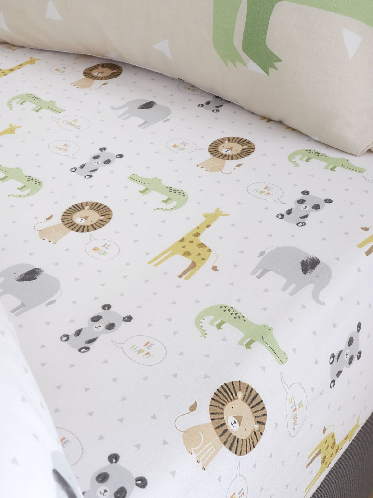 Catherine Lansfield Natural Roarsome single fitted sheet - British product