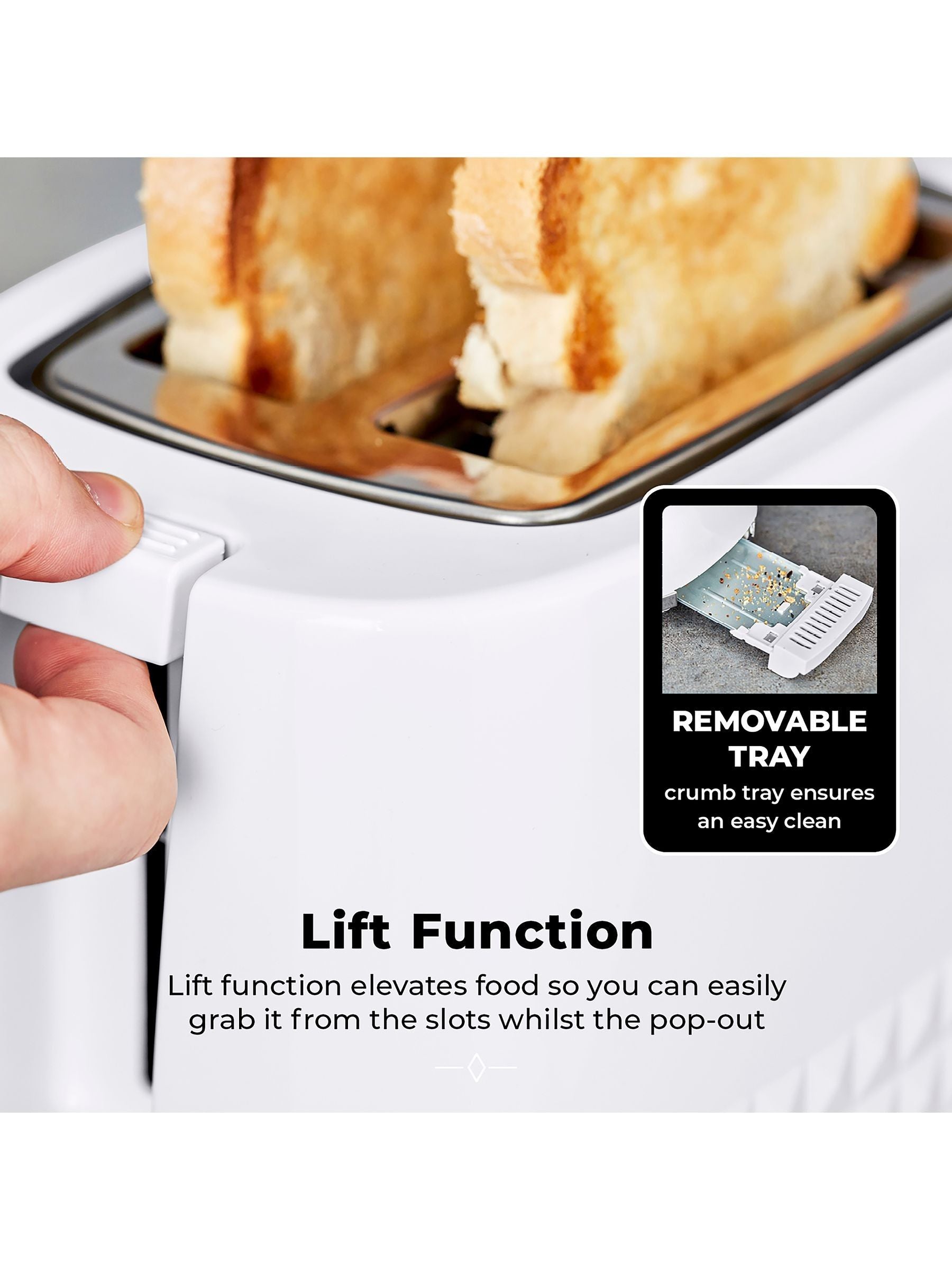 Tower White Solitaire 2 slice toaster (British brand)