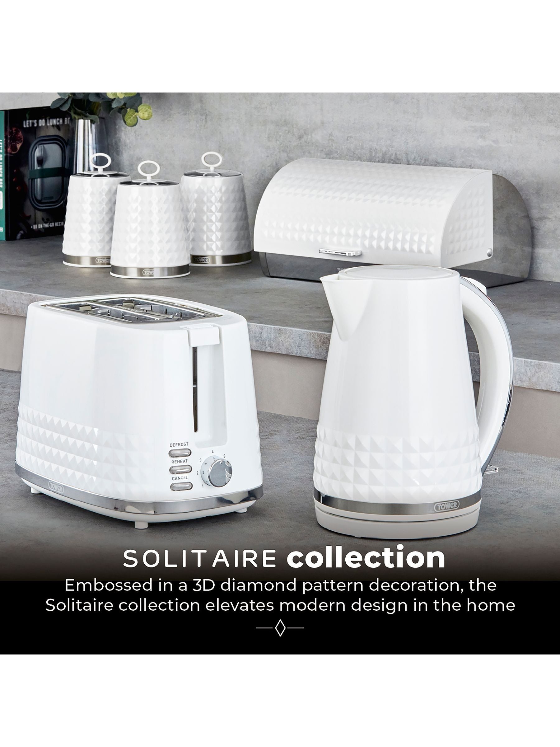 Tower White Solitaire 2 slice toaster (British brand)