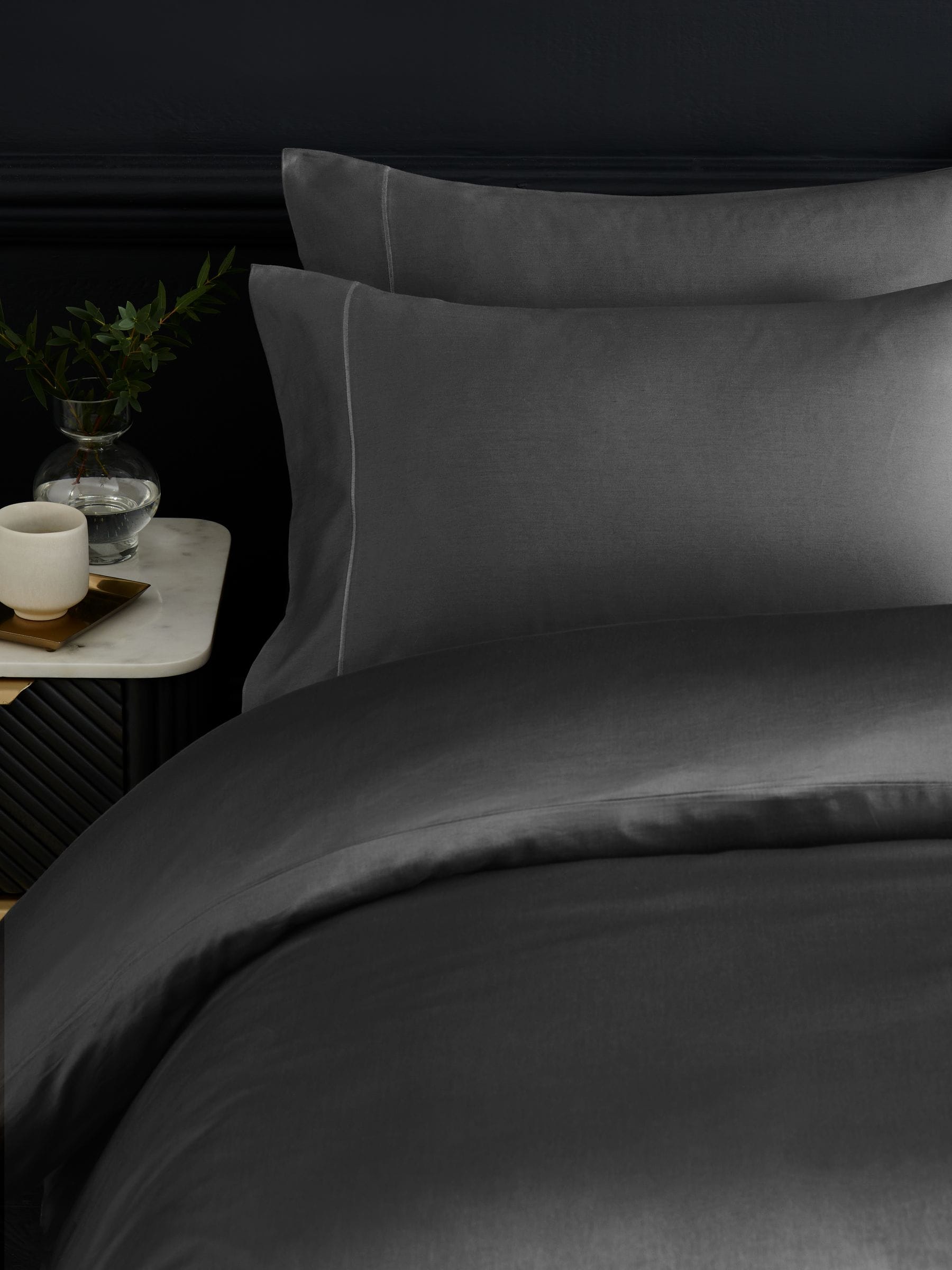 Collection Luxe charcoal grey duvet cover set - British product