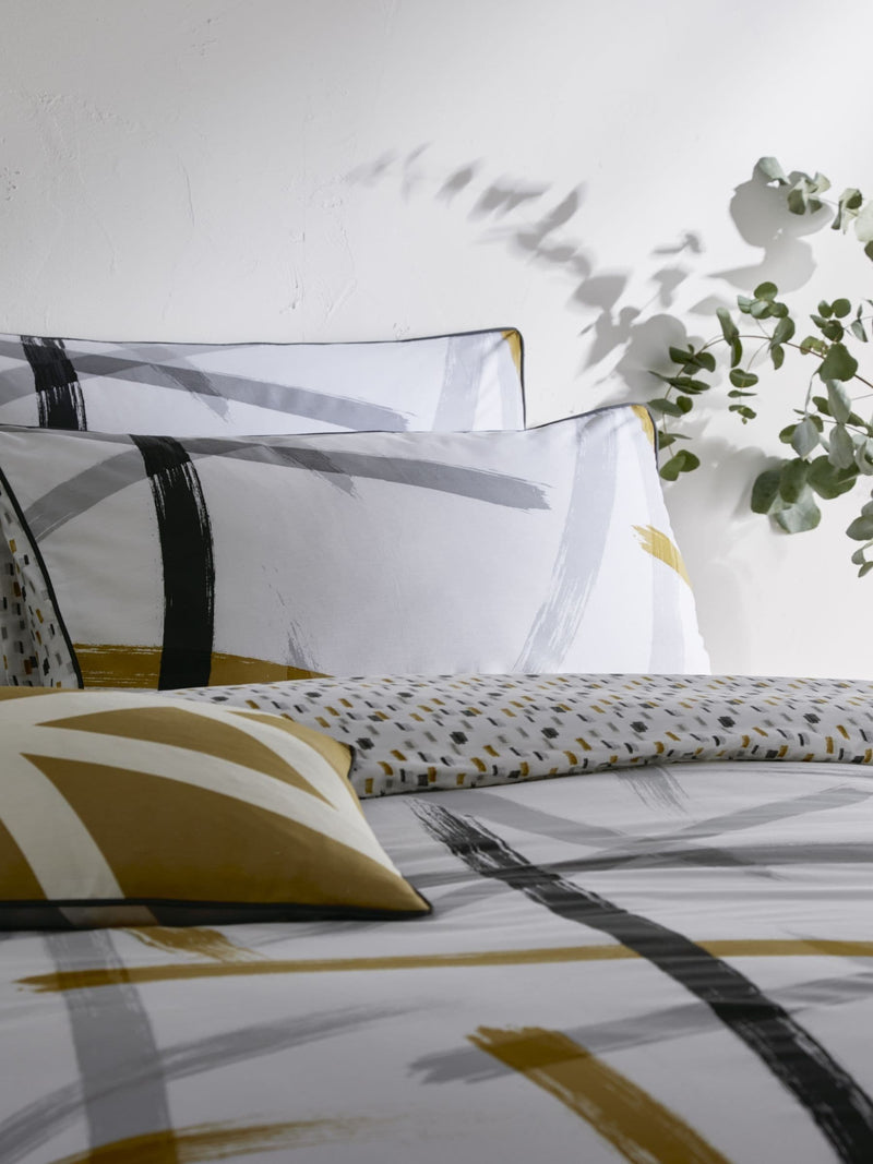 Appletree Grey Leda Geo Piped duvet cover and pillowcase set - British product