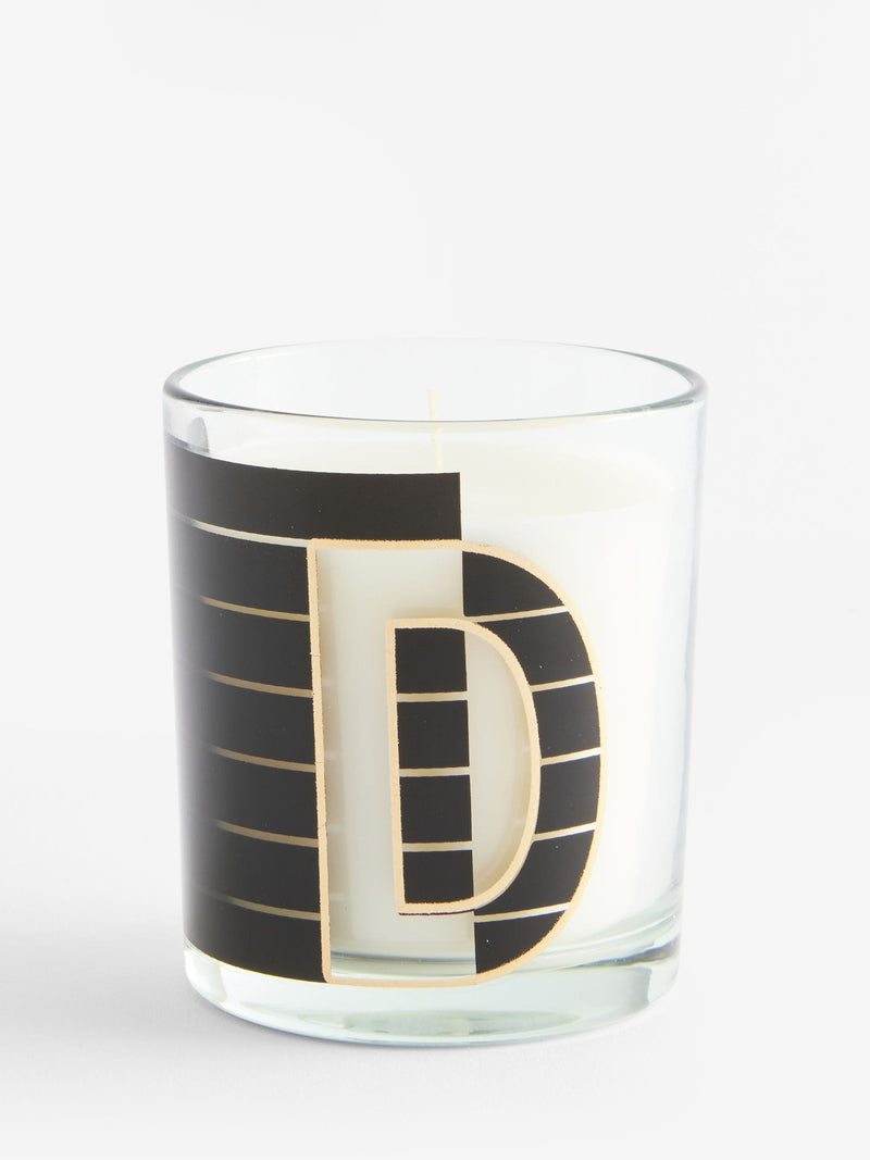 Alphabet white jasmine scented candle 8cm height, imported from the UK