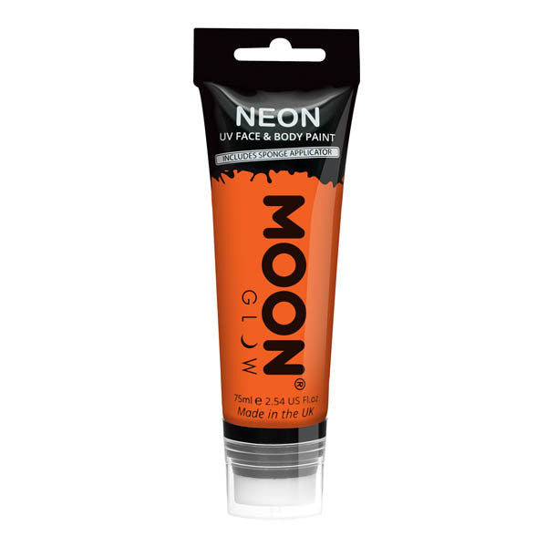 Moon Glow UV Face Paint Orange 75ml, imported from the UK