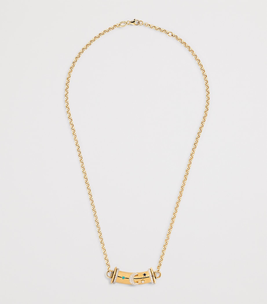 L'Atelier Nawbar yellow gold and diamond Warrior necklace, UK version