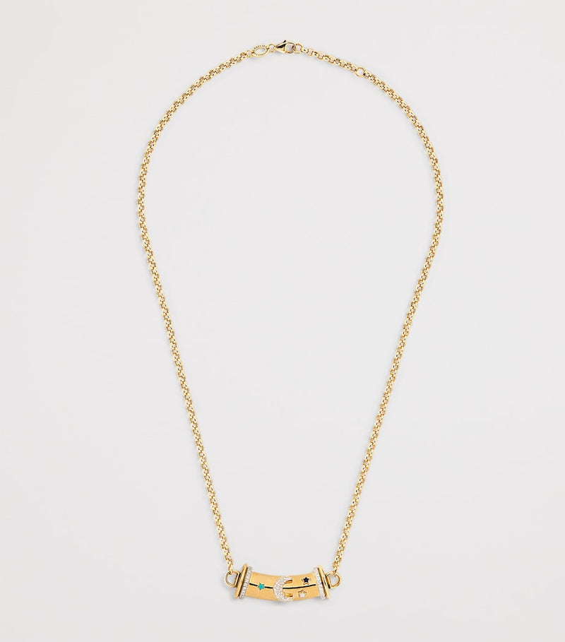 L'Atelier Nawbar yellow gold and diamond Warrior necklace, UK version