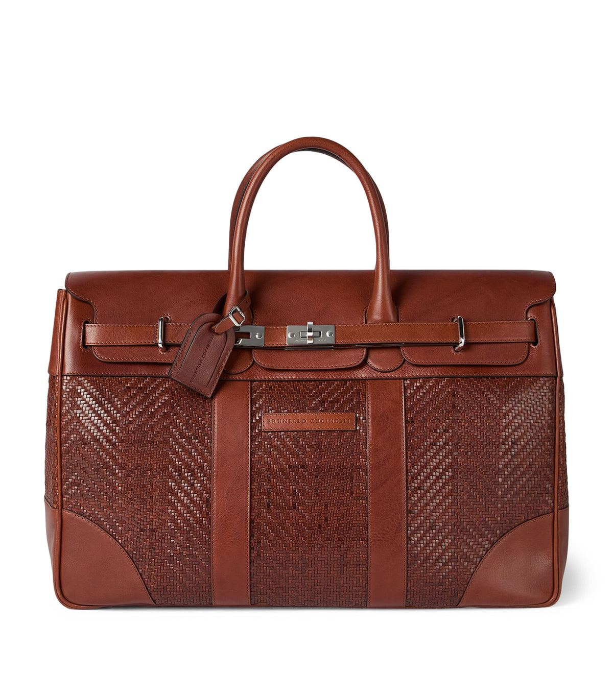 Brunello Cucinelli Leather Woven Holdall