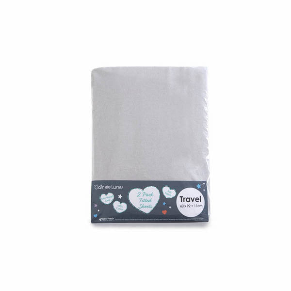 Clair De Lune Fitted Sheet Twin Pack Travel White - McGrocer