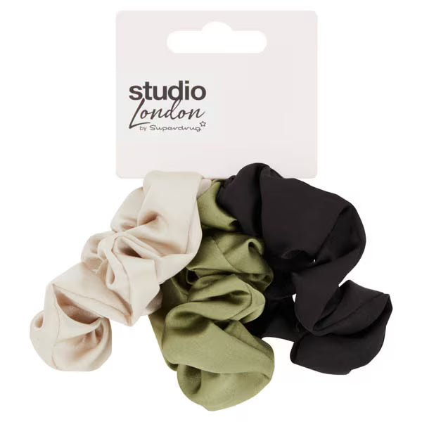 Studio London scrunchies hair bands black green taupe (British brand)
