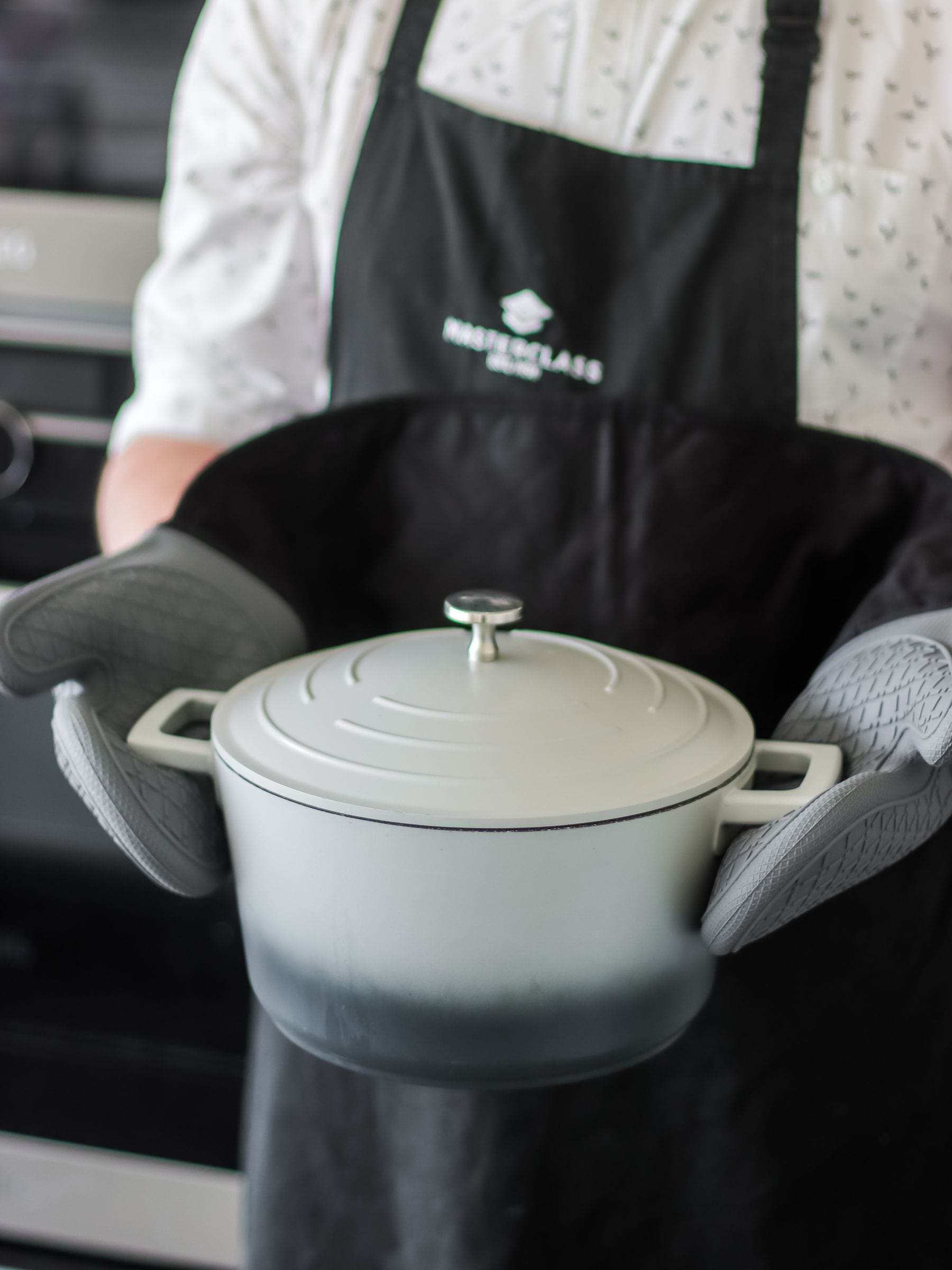 Masterclass grey silicone double oven gloves, imported from the UK