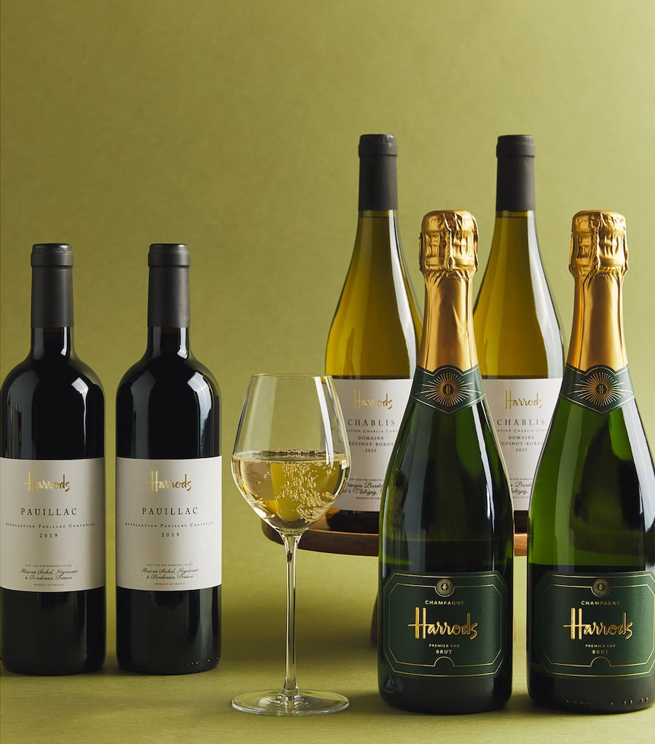 Harrods Best Of France champagne and wine gift box with 6 bottles, UK version