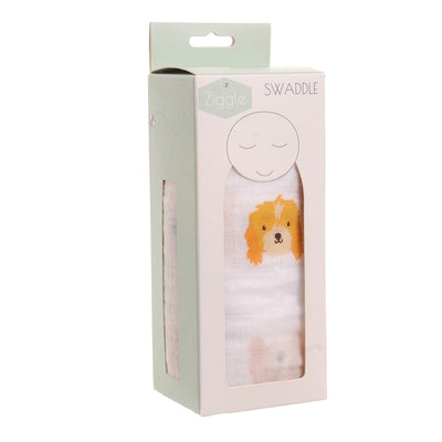 Ziggle Cotton Muslin Swaddle Wrap Cockapoo Print 120cm x 120cm