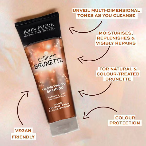 John Frieda Brilliant Brunette shampoo 250ml, imported from the UK