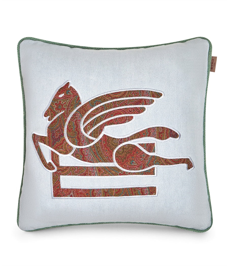 Etro linen Somerset embroidered cushion 45cm x 45cm - British product