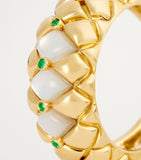 L'ATELIER NAWBAR Yellow Gold, Diamond and Emerald Bond Street Curve Ring