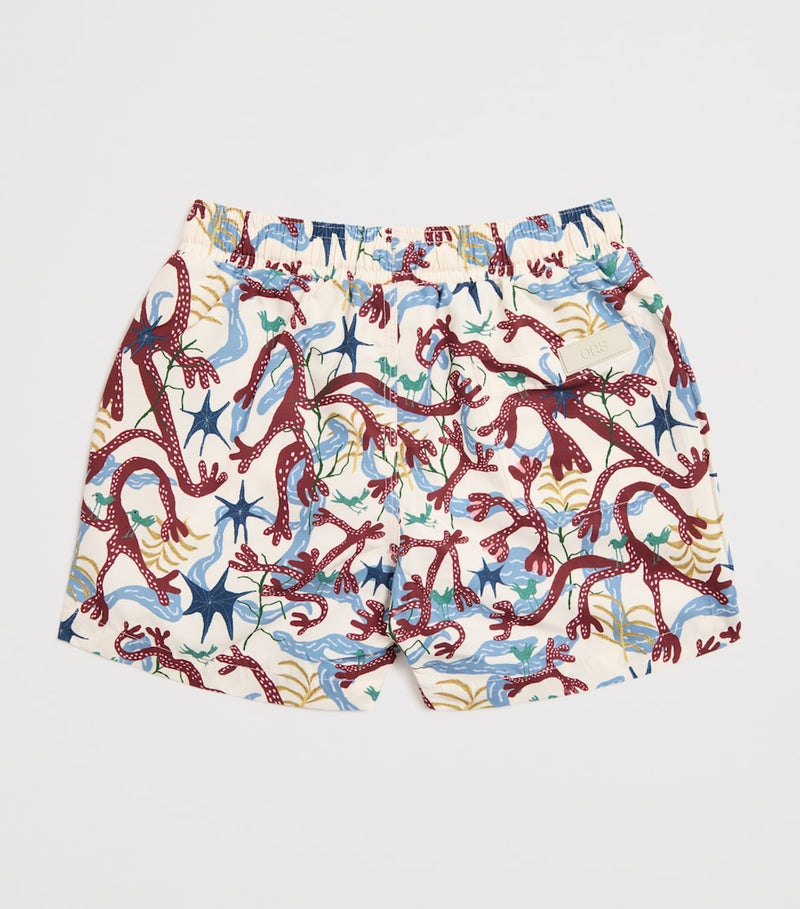 OAS Vireo print swim shorts for kids 4-12 years, imported from the UK