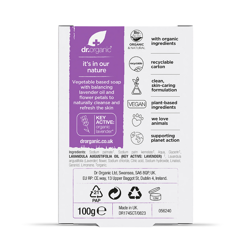Dr Organic Natural Lavender Soap Bar - British product