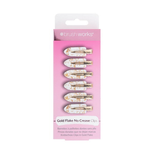 Brushworks gold flake no crease hair clips 6 pack - British product