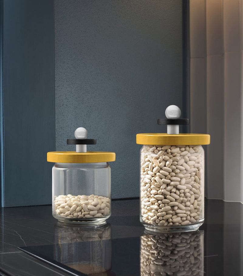 Alessi storage jar glass and beech wood - British product