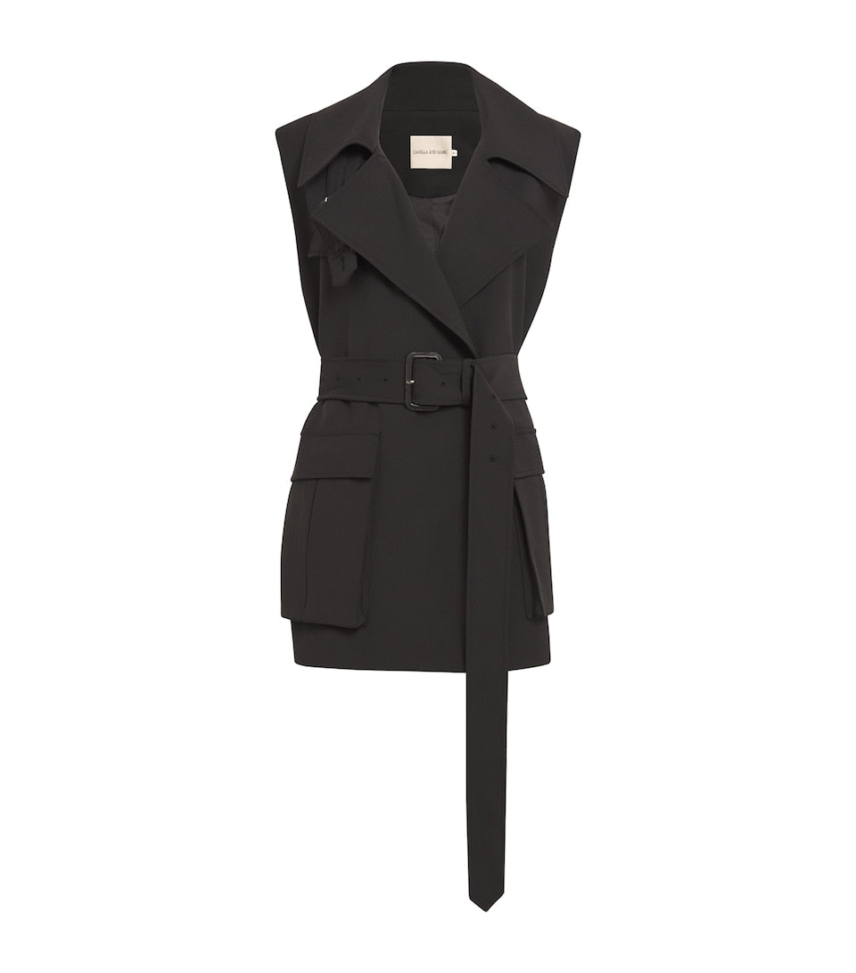 Wool Waistcoat with Lace Ruffles and Square Neckline