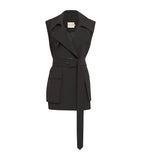 Wool Waistcoat with Lace Ruffles and Square Neckline