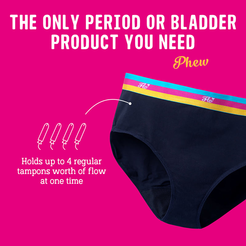Flo reusable period pants medium flow size medium, imported from the UK