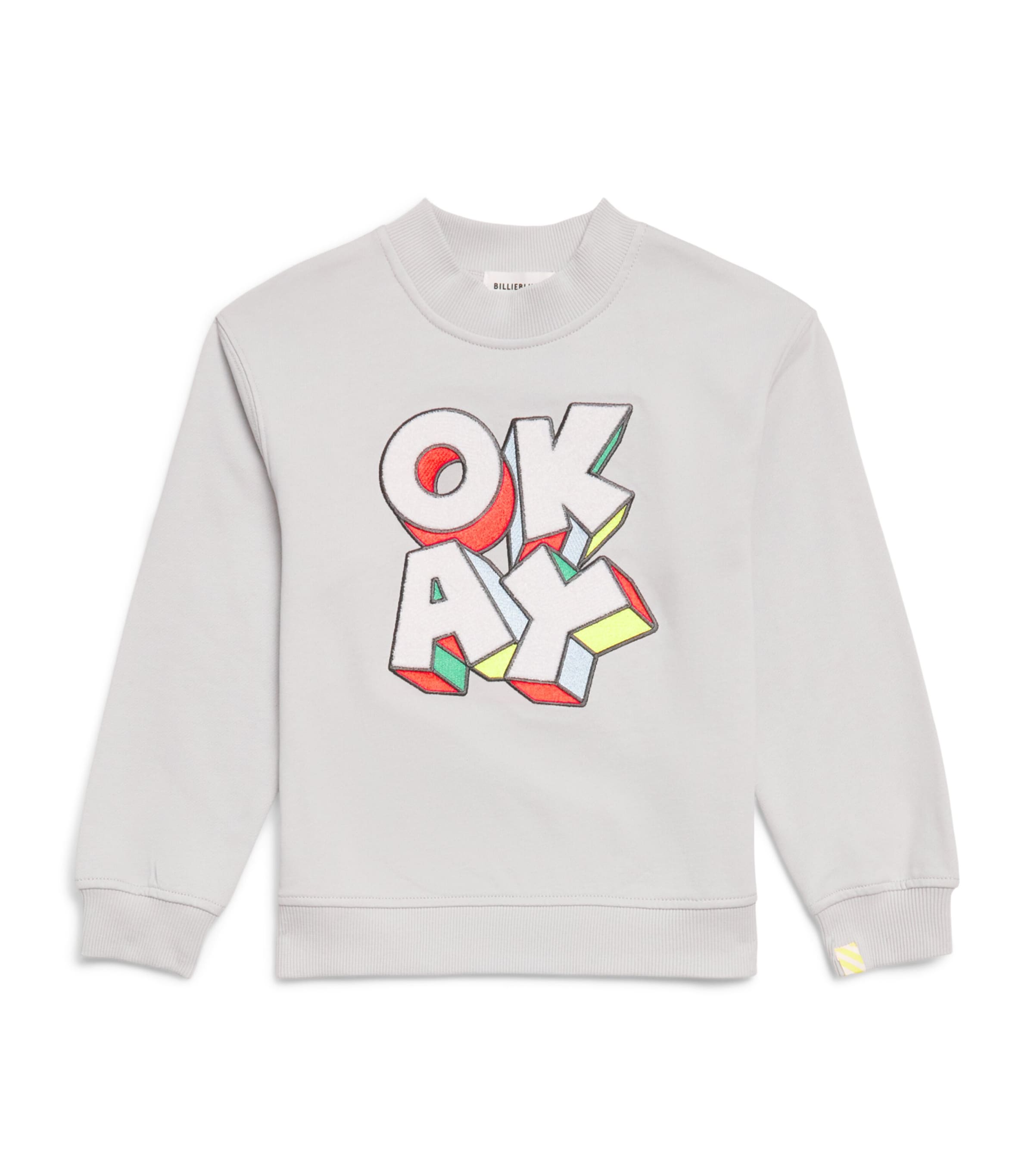 Billieblush cotton sweatshirt with OKAY motif for children 4-10 years - British product