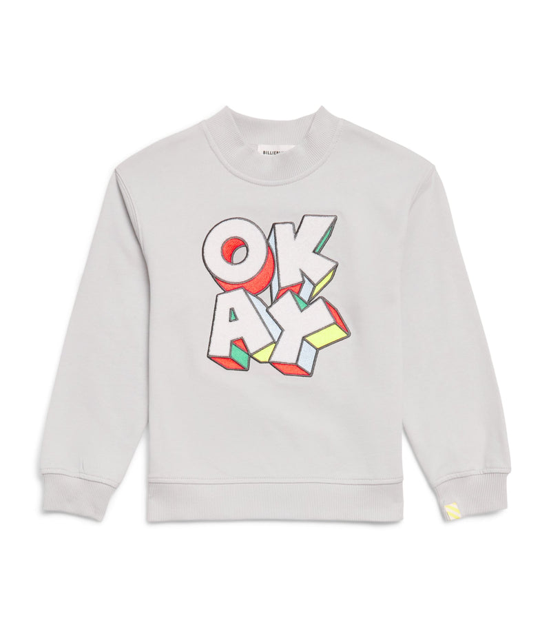 Billieblush cotton sweatshirt with OKAY motif for children 4-10 years - British product