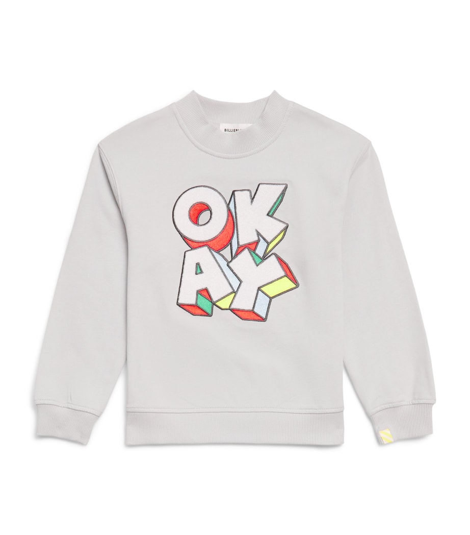 Billieblush cotton sweatshirt with OKAY motif for children 4-10 years - British product
