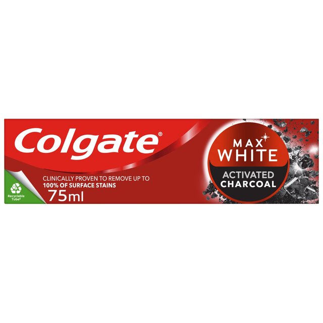 Colgate Max White Charcoal Teeth Whitening Toothpaste   75ml - McGrocer