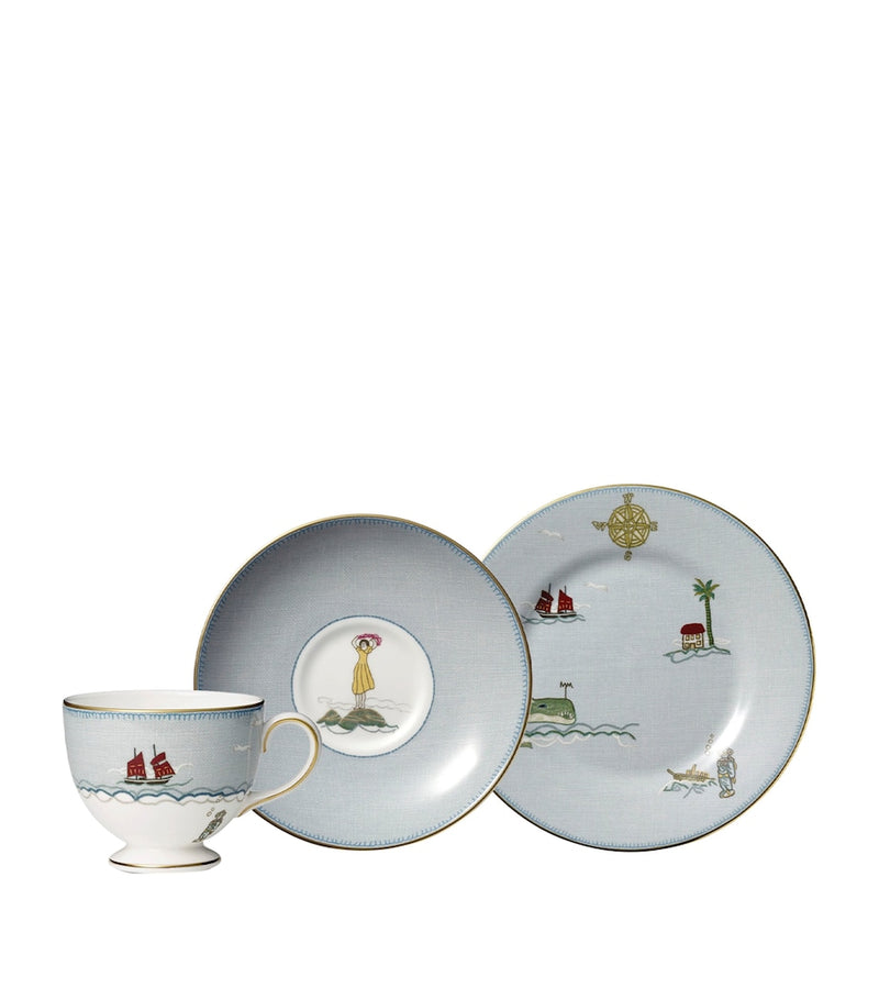 Wedgwood bone china tea set with nautical design (British brand)