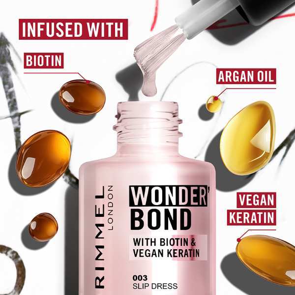 Rimmel Wonder'Bond Care and Colour Nail Polish 002 Tank Top, imported from the UK