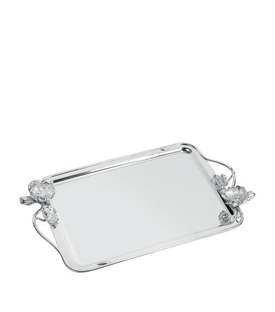Anemone Serving Tray in Polished Silver Plate, 43cm x 31cm