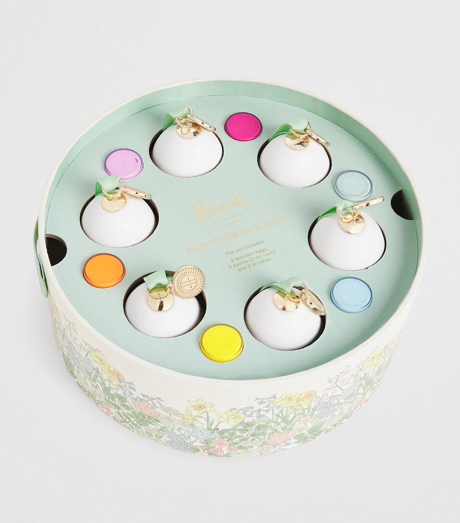 Harrods Easter wooden egg painting kit with paints and brushes, UK version