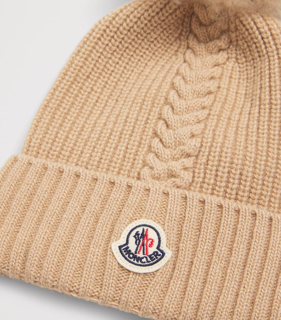 Moncler children's virgin wool pom-pom beanie, imported from the UK