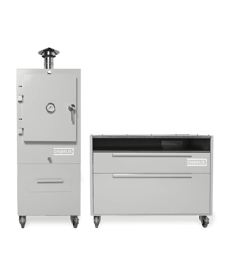 Charlie Oven stainless steel outdoor island cabinet with castors, 90x120x70cm - British product