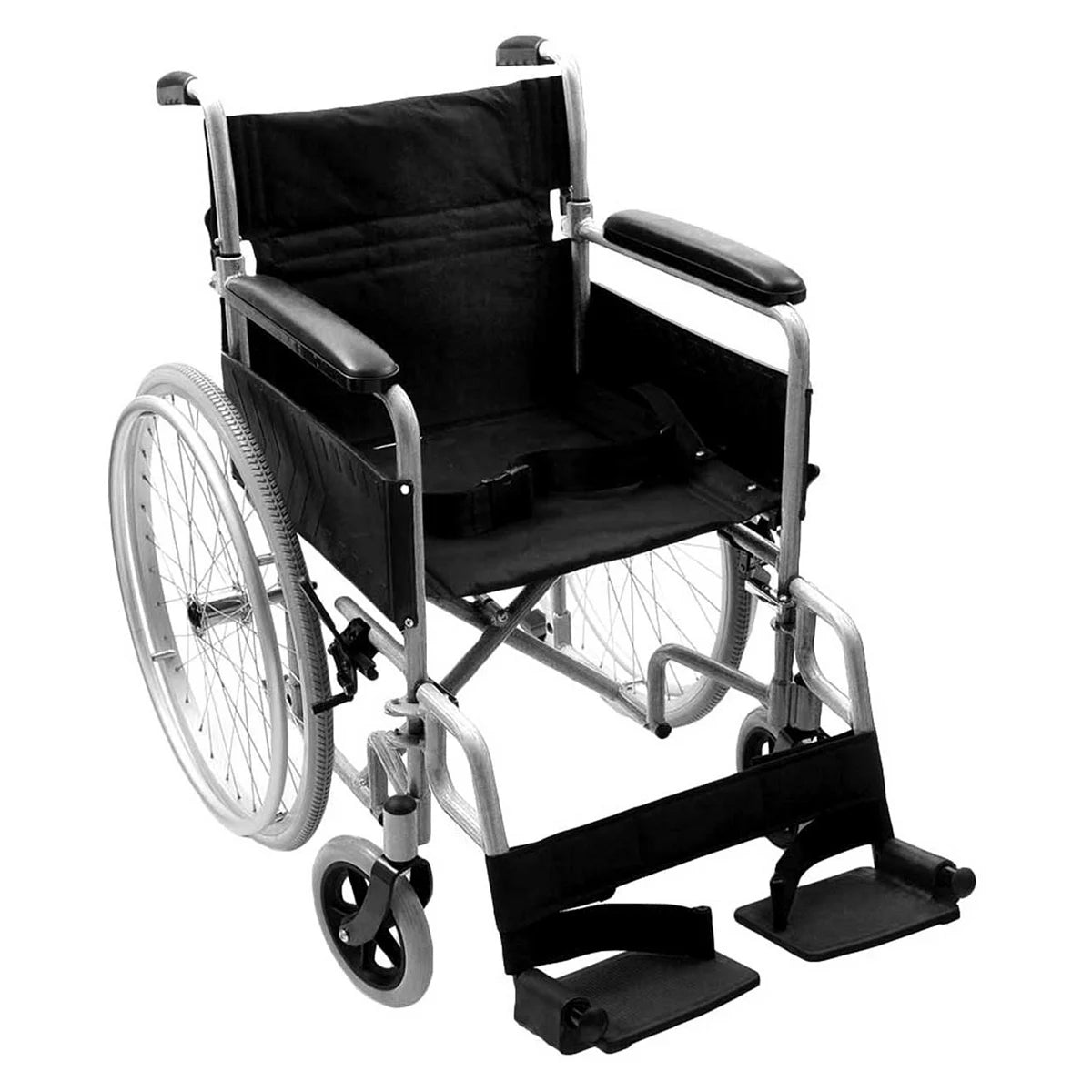 NRS Healthcare Transit-Lite Lightweight Foldable Self Propelled Travel Wheelchair, Grey - McGrocer