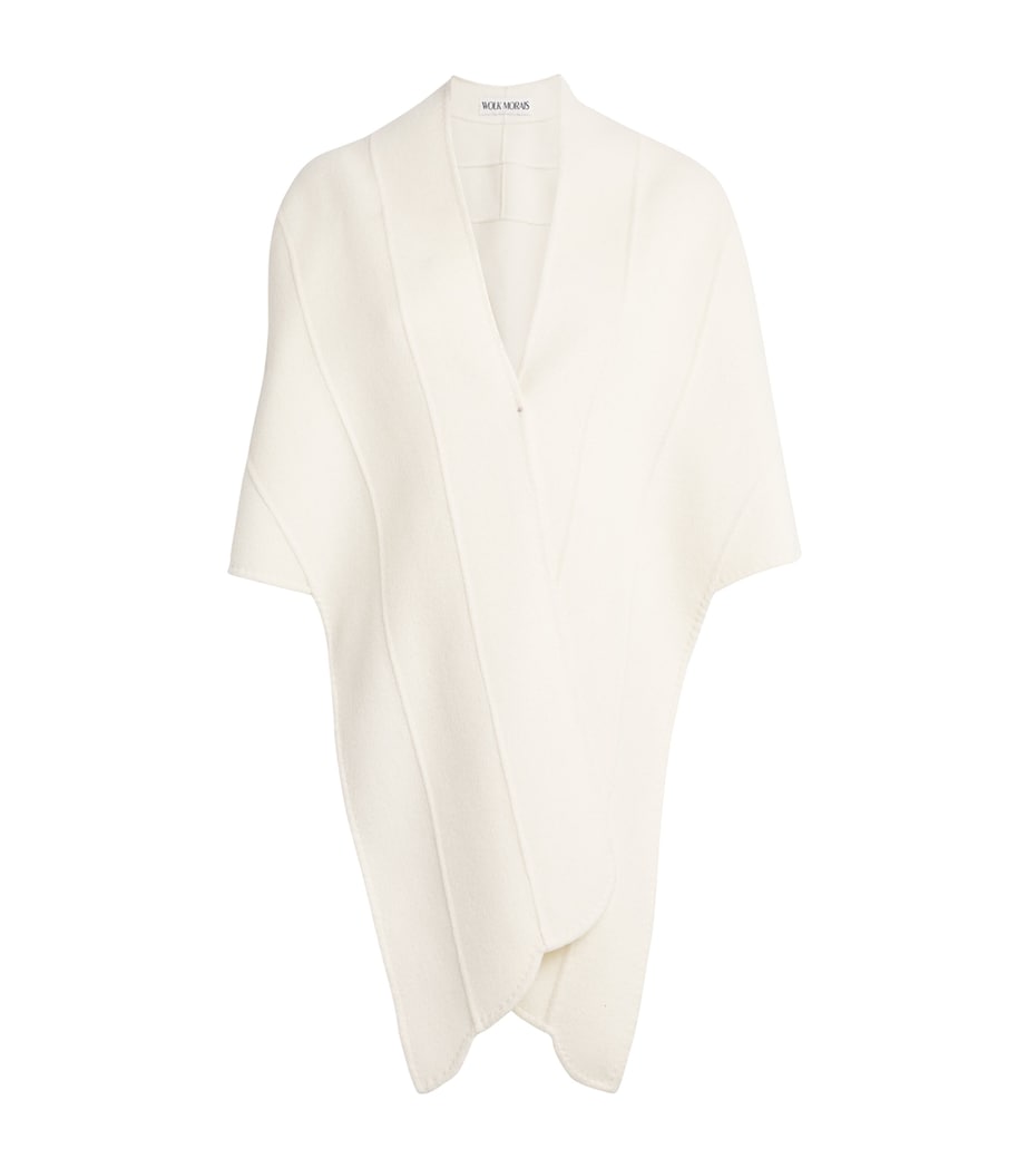 100% Cashmere Long Sleeve Stole with Panelling and Scalloped Edges