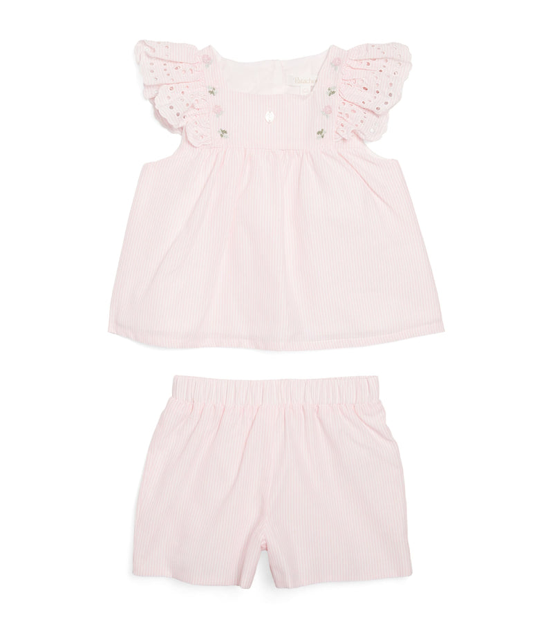 Patachou cotton-blend liberty top and shorts set for children ages 6 months to 4 years, imported from the UK