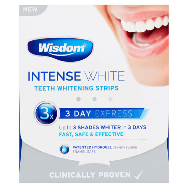 Wisdom Intense White teeth whitening strips 3 day treatment (British brand)